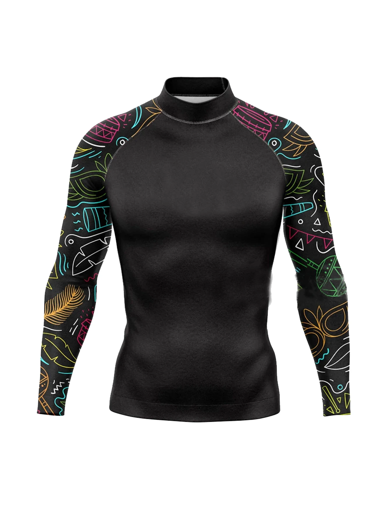 قمصان سباحة رجالية بأكمام طويلة للحماية من الشمس، تي شيرت سريع الجفاف، قمصان رياضية للجري #3