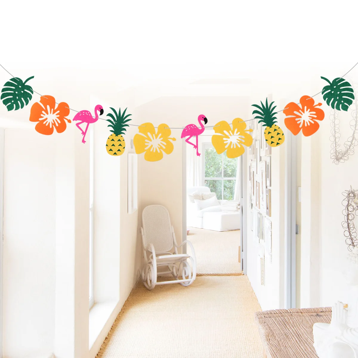 3 Meters Palm Leaves Decor Felt Tropical Garland Flamingo Garlands Banner Party Bunting Summer