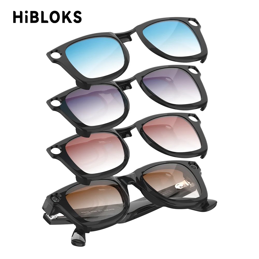 Hibloks مشبك لامع لـ Ray-Ban Meta Wayfarer RW4006/RW4012 (الجيل 2) مقاس M 50-22 نظارات ذكية مشبك متدرج عدسات النظارات الشمسية