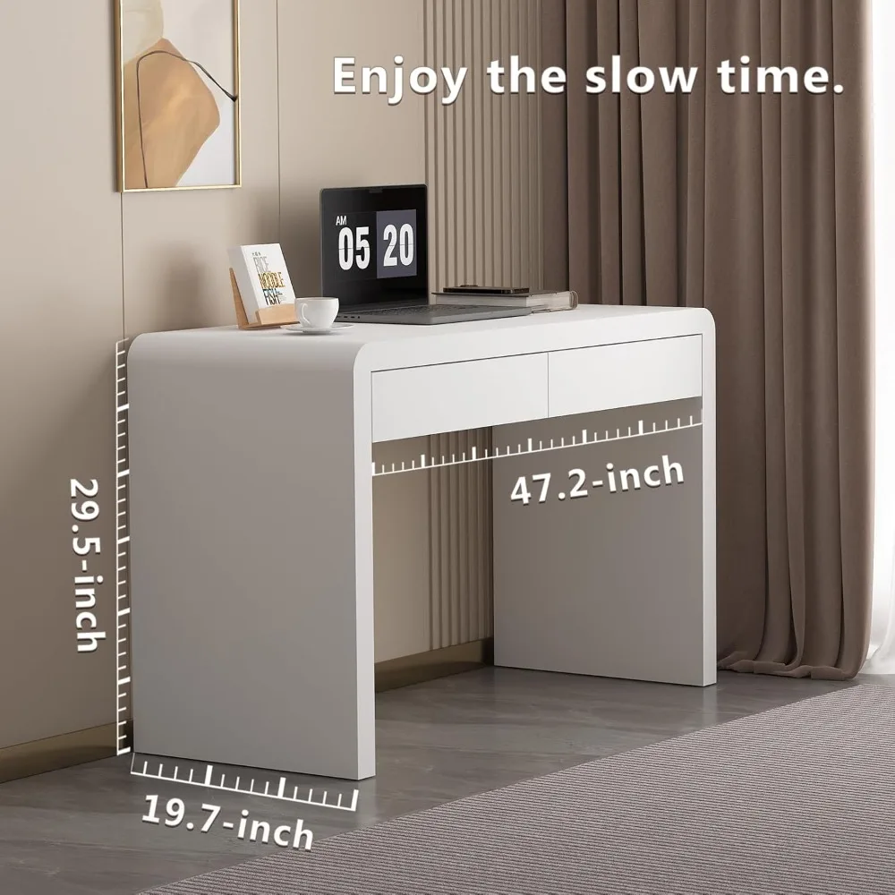 مكتب كمبيوتر وألعاب أبيض مع أدراج. مكاتب مكتب منزلية لغرفة النوم. طاولة كتابة خشبية للأطفال. سميكة من ثلاث طبقات