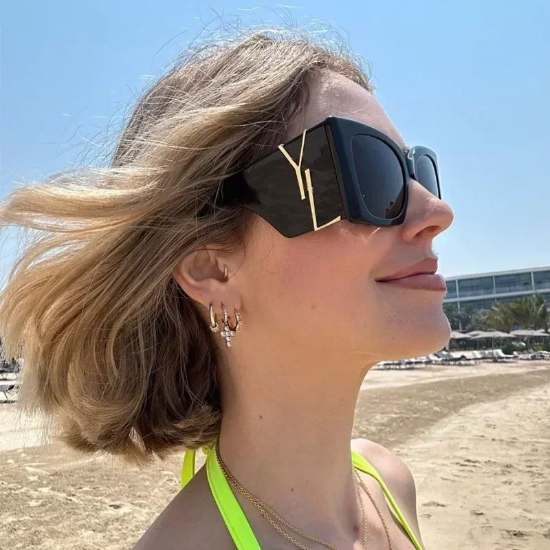 

Солнцезащитные очки 2026 года в европейско-американском стиле, ретро, с большой оправой в форме бабочки, женские, для мужчин, для мотоциклистов, декоративные