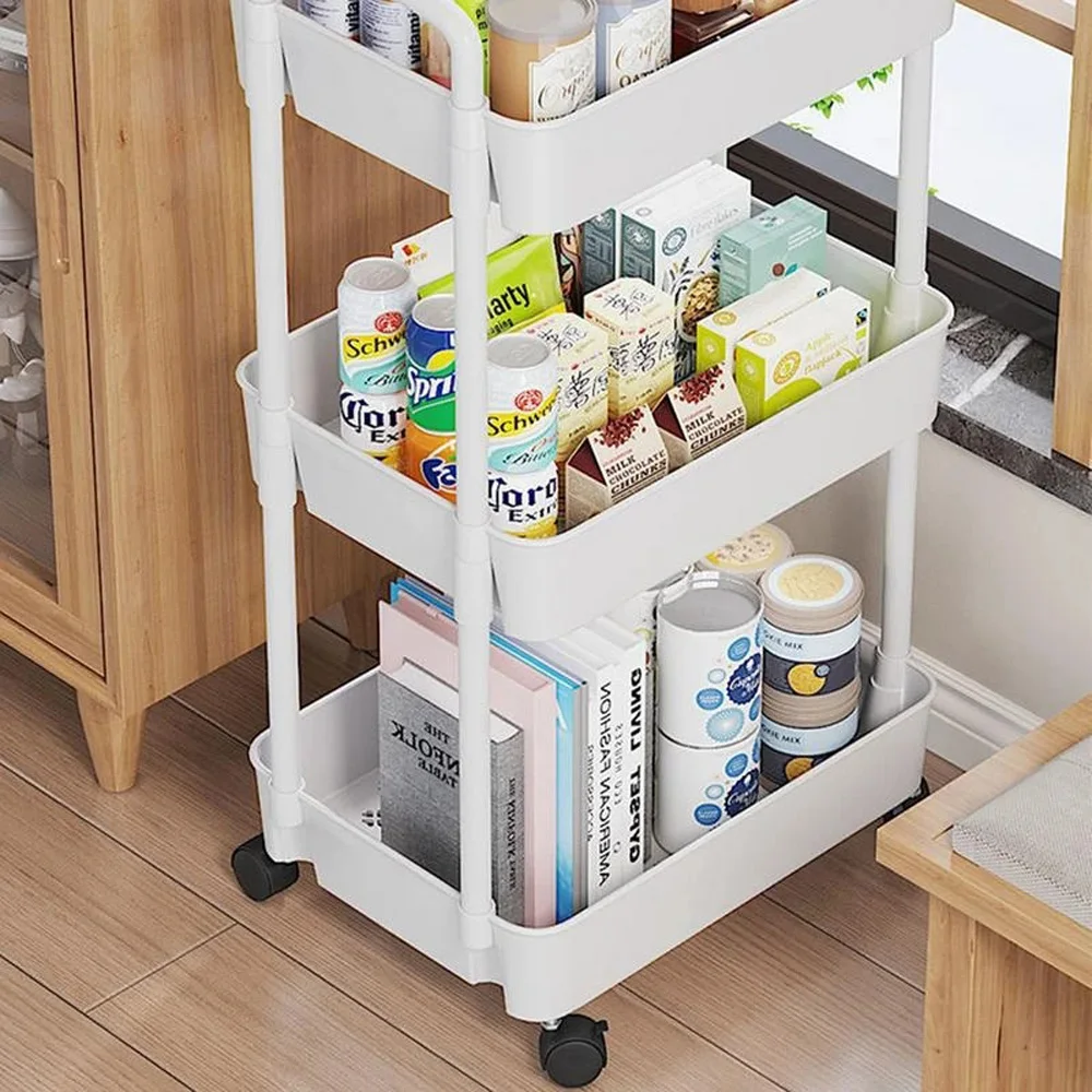 Mobile Storage Rack Trolley Kitchen Bathroom Bedroom Multi Storey Snacks Storage Rack with Wheels Organizer Home Accessories