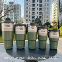 Tyeso 1200ml 40oz Tumbler With Handle and Silicone Coaster Coffee Cup Stainless Steel Vacuum Thermal Insulated Mug Cold Storage