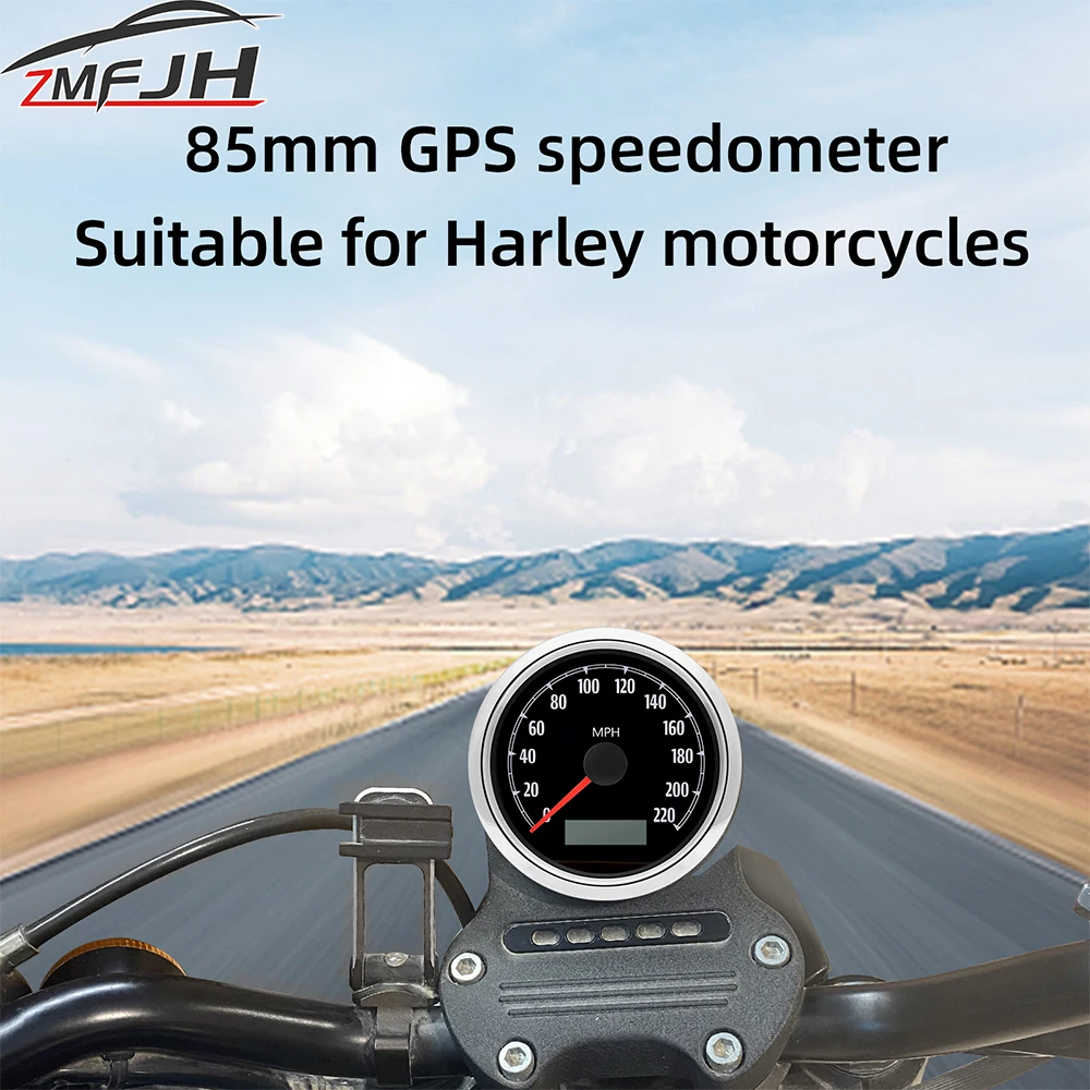 For Harley Motorcycles 85mm GPS Speedometer 0-220 MPH GPS Gauge With Red Yellow Backlight Waterproof Auto Accessories