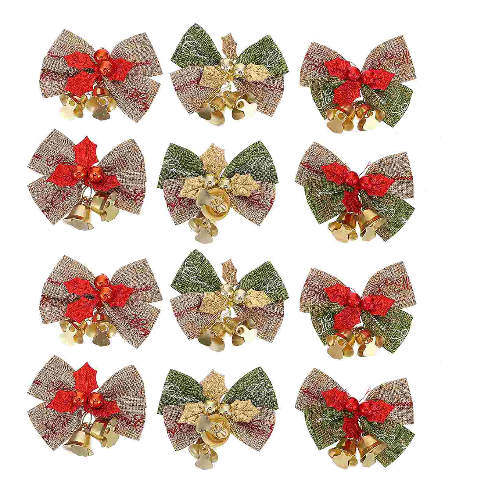 

Bell Bow Xmas Brooch Christmas Decorations Wreath Winter Holiday Tree Linen Brooches Ribbon Garland