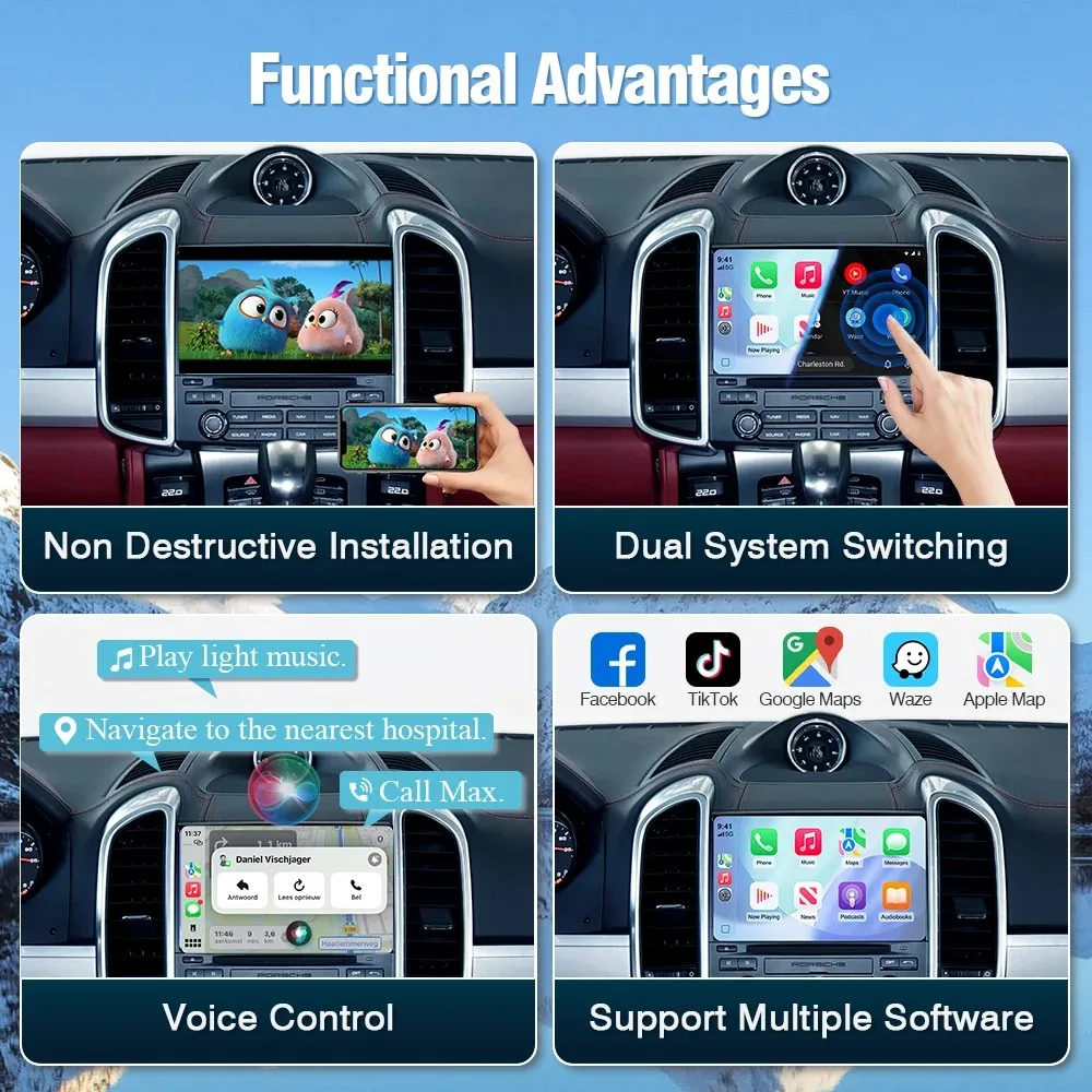 AUTOABC New Original Wireless Carplay Module Box for Porsche Cayenne Macan 911 Panamera Bosxter PCM3.1 PCM4.0 System With Android Auto Rearview Camera Airplay view 6