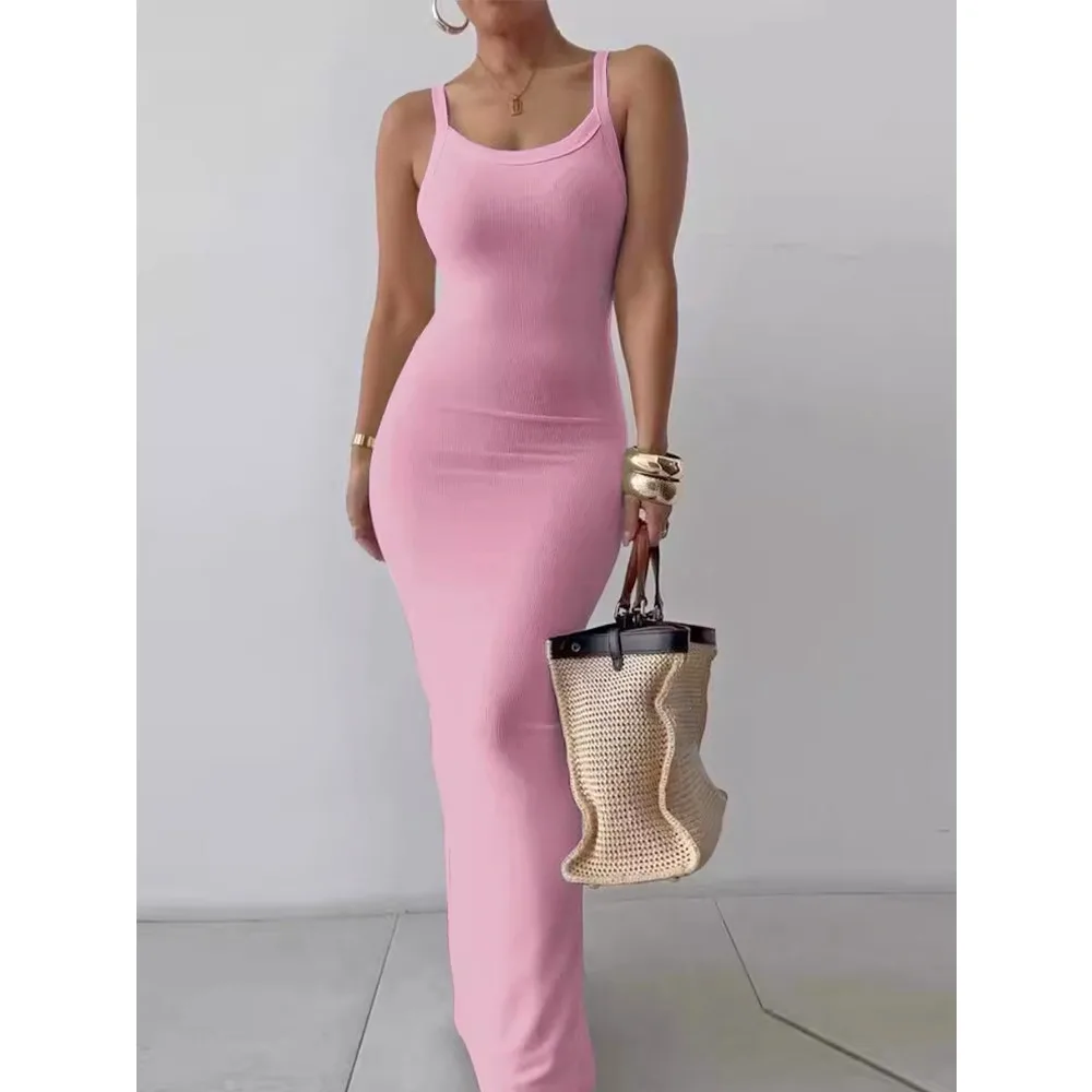 Vestido de mujer 2025, bata blanca con cuello Halter, elegancia ajustada para la noche, bata fresca de melocotón, vestido elegante y transpirable