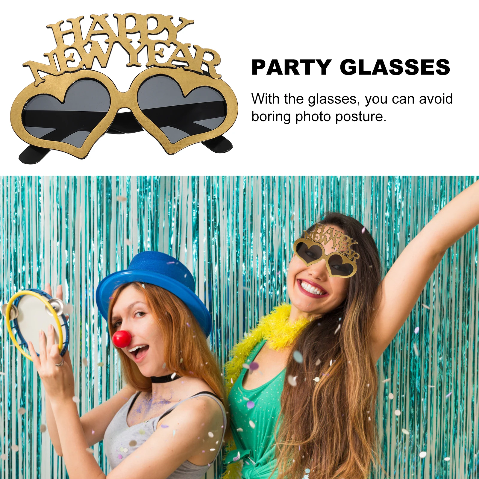 แว่นตาบรรยากาศ 3 ชิ้น ดึงดูดสายตา อุปกรณ์ประกอบฉากถ่ายภาพงานปาร์ตี้ สวมใส่สบาย แว่นตาปีใหม่สำหรับงานเฉลิมฉลองและกิจกรรมสนุกๆ