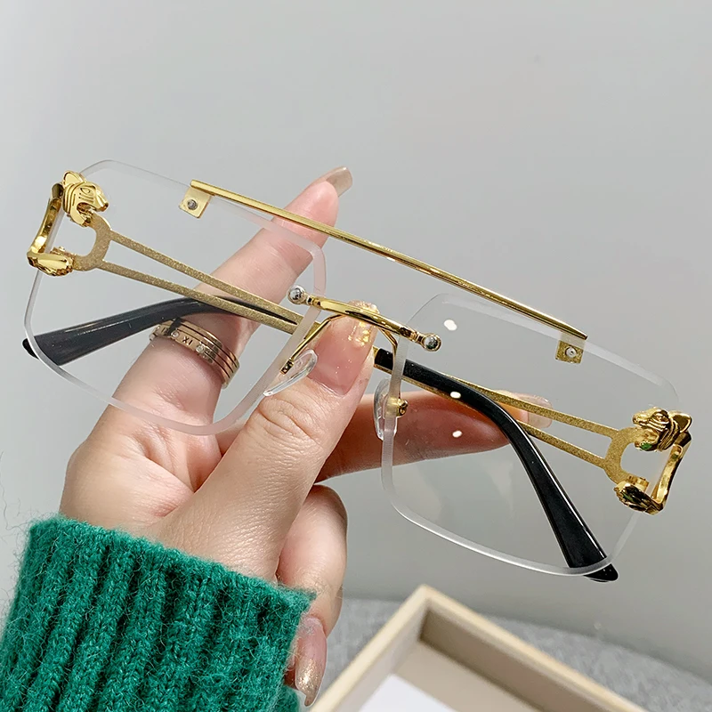 المشي لمسافات طويلة ريترو شعاع مزدوج مكافحة نظارات الضوء للرجال موضة ليوبارد فرملس المشذبة النظارات للنساء الموضة