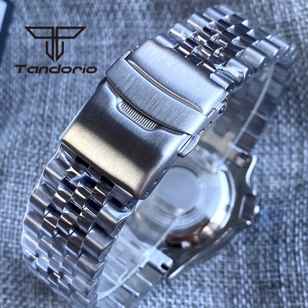 Tandorio NH35 Mechanical Fashion 41mm Automatic NH35 Men Dive Watch 3.8 Crown Sunburst Face Lume Sapphire Date 20atm Wristwatch