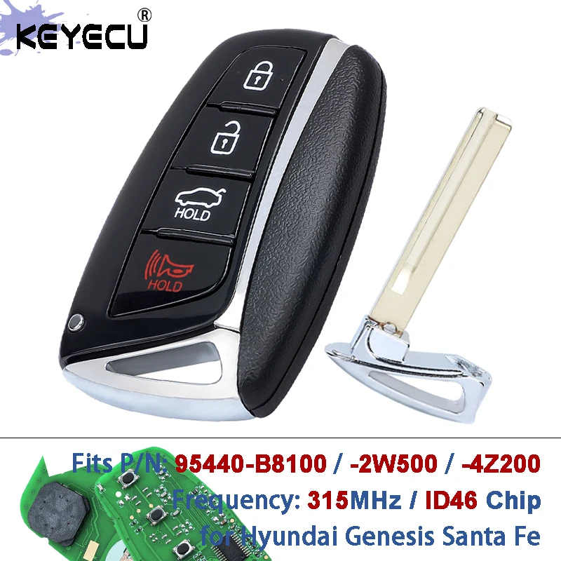 KEYECU P/N: 95440-B8100 95440-2W500 95440-4Z200 315MHz ID46 Chip Smart Remote Key Fob for Hyundai Santa Fe Genesis 2013-2018
