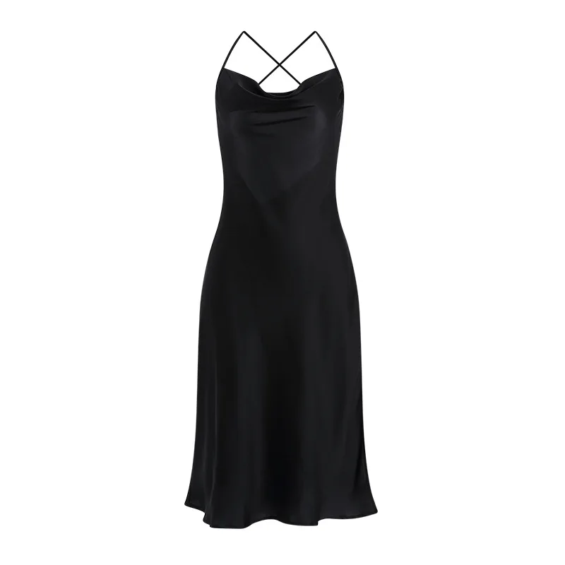 

Сексуальная ночная сорочка с глубоким V-образным вырезом и открытой спиной, женское длинное платье-комбинация без рукавов, комплект домашней одежды, соблазнительная ночнушка