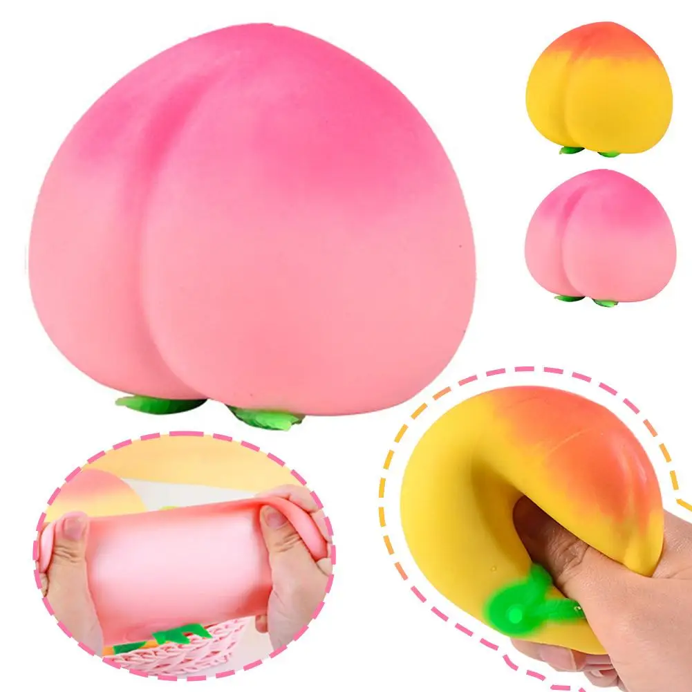 Weiches Pfirsich-Frucht-Quetschspielzeug – Langsam aufsteigendes Stressabbau-Spielzeug für Kinder & Erwachsene, Anti-Angst Sensorisches Fidget-Spielzeug zum Drücken