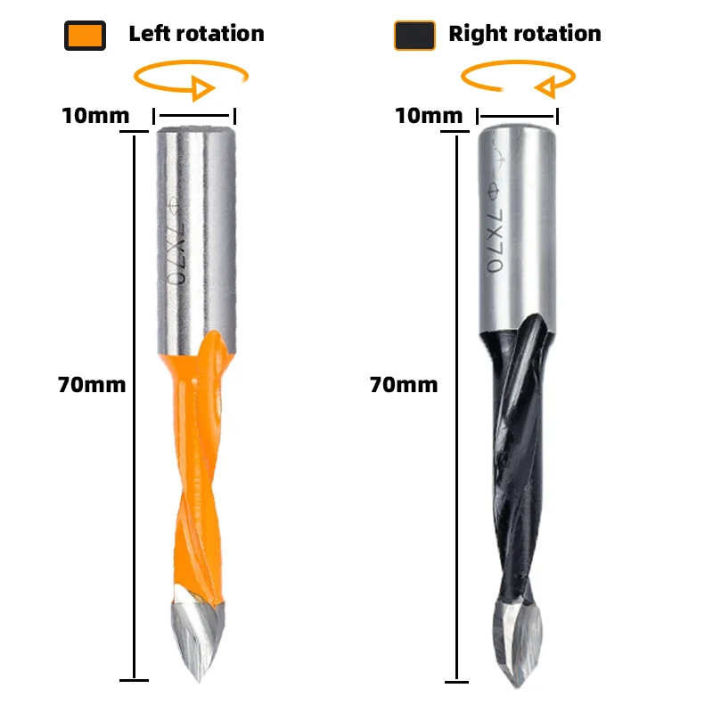 Woodworking Tools Drill Bits Shank Diameter 10mm Tungsten Carbide Drill Hole Bit Length 70mm Left/Right Rotation Row Drilling