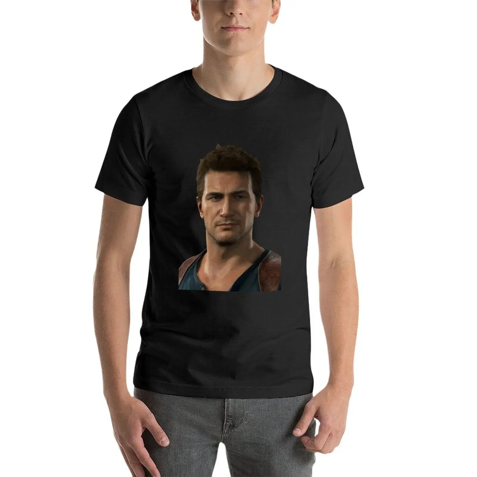 Uncharted NATHAN Drake เสื้อยืดผู้ชายเสื้อยืดลายกราฟิกบาสเก็ตบอลเสื้อยืดดีไซเนอร์สำหรับผู้ชาย