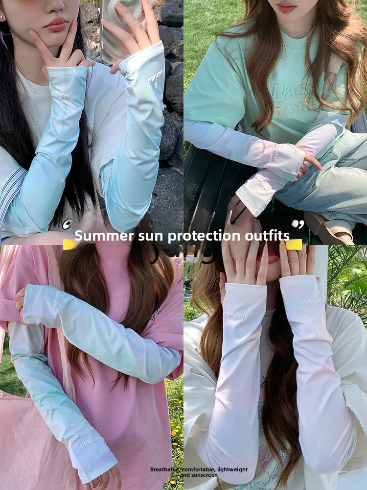 YJQ mangas de protección solar de color de cambio gradual para mujer mangas transpirables de verano brazo de sombrilla