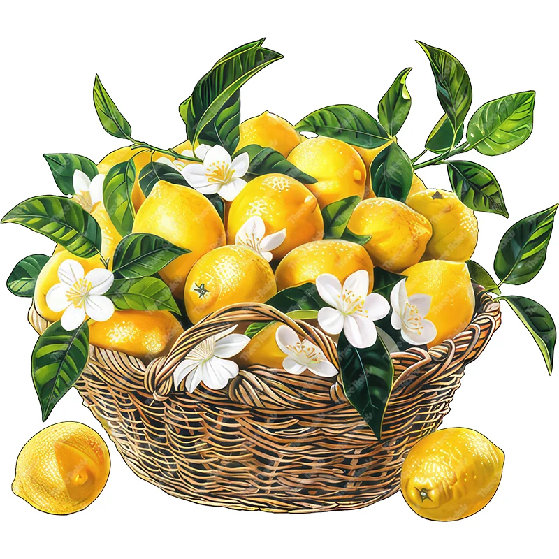 Three Ratels Fresh Lemon Basket Rural style Cartoon Fruit wall Stickers for Home decoration