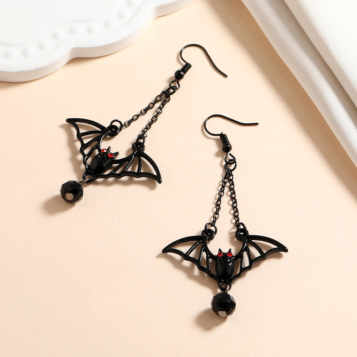 Over-the-top Gothic Bat brincos para meninas, acessórios retrô, over-the-top, preto Bat, tudo