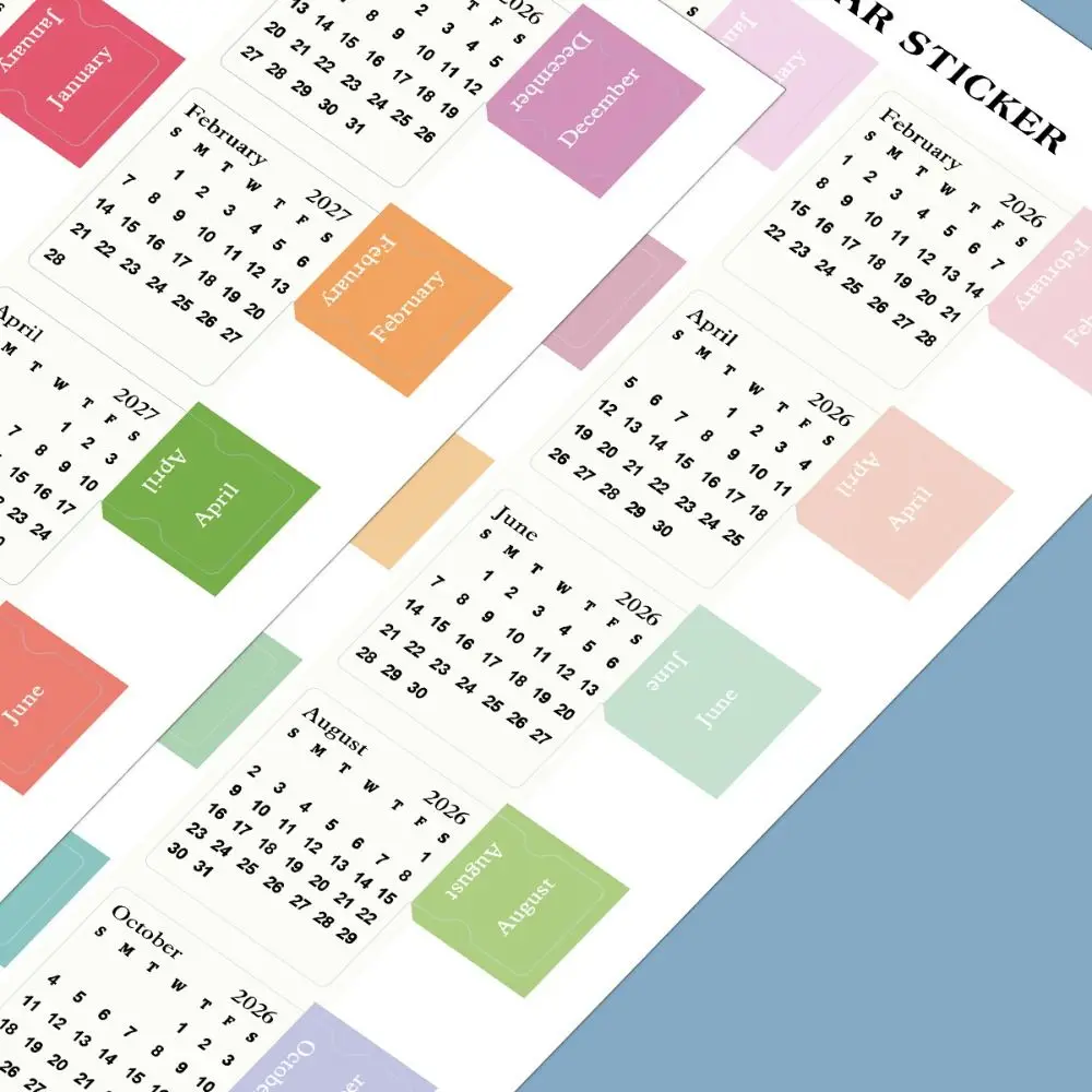 

Diy Scrapbook 2026 Calendar Stickers 2 Sheets Cartoon Monthly Planner Stickers Simple Self-adhesive Calendar Tags