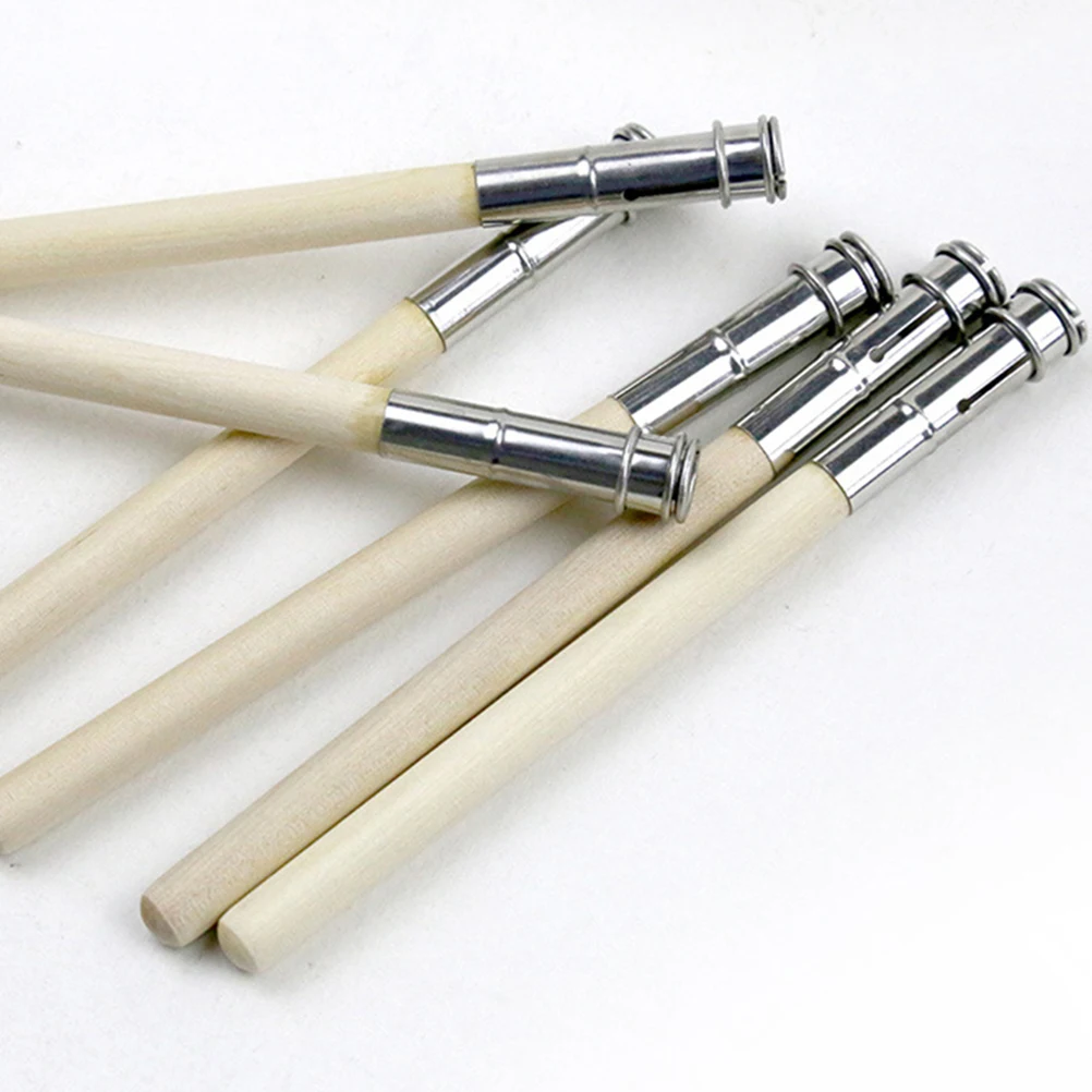 

6pcs Pencil Extender Wood Handle Lightweight Comfortable Holder Round Hexagonal Pencils Art Supplies