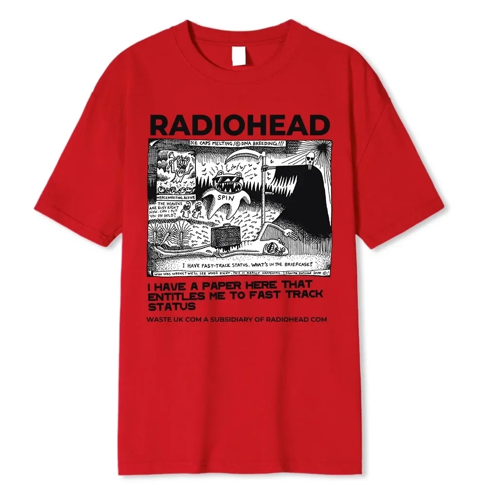 Radiohead 남성용 빈티지 클래식 티셔츠, 북아메리카 투어 록 보이, 힙합 스트리트 100% 코튼 오버사이즈 상의