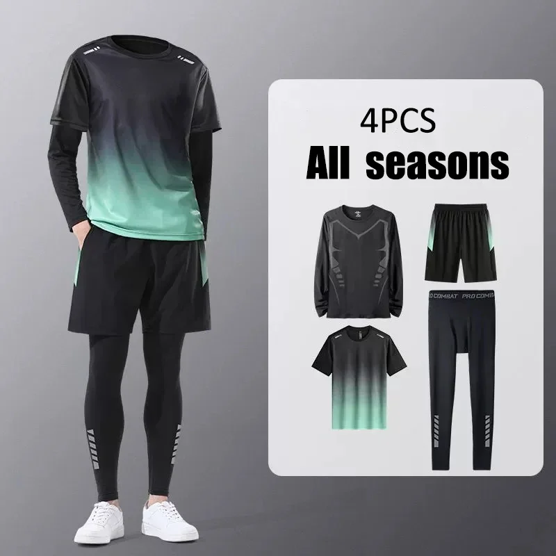 

Men's sportswear set for running and gym, quick-dry, long-sleeved shirt and pants, suitable for morning runs and training