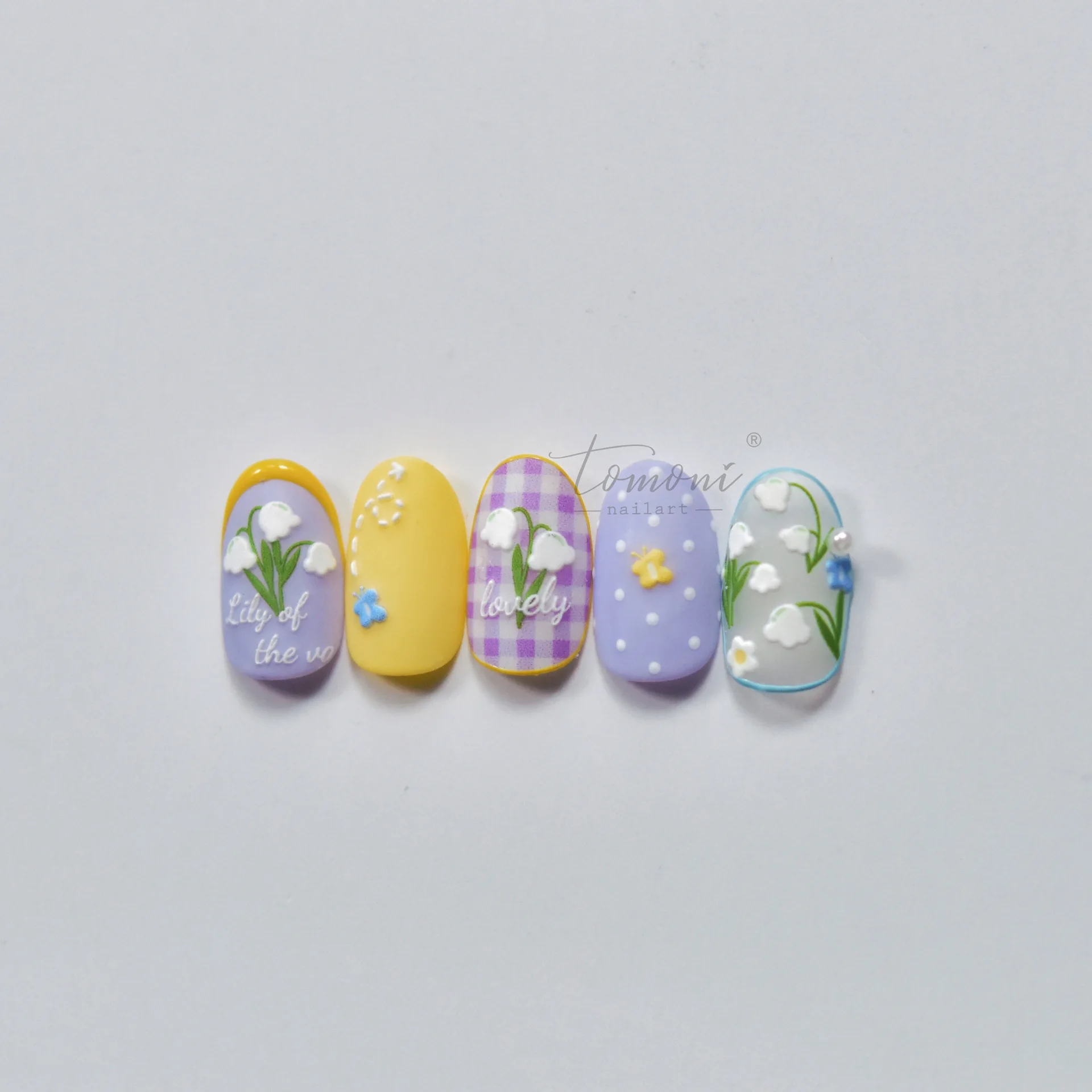 5D cute lily of the valley flower nail sticker high quality small fresh jasmine flower embossed nail art design decorative decal