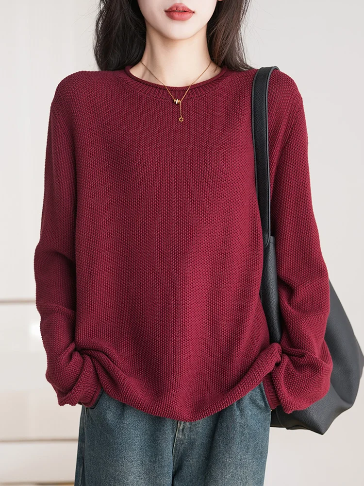 

Loose Fit round Neck Knitted Base Shirt Women's Cotton Long Sleeve Soft Comfortable Breathable Color Autumn Winter New ...