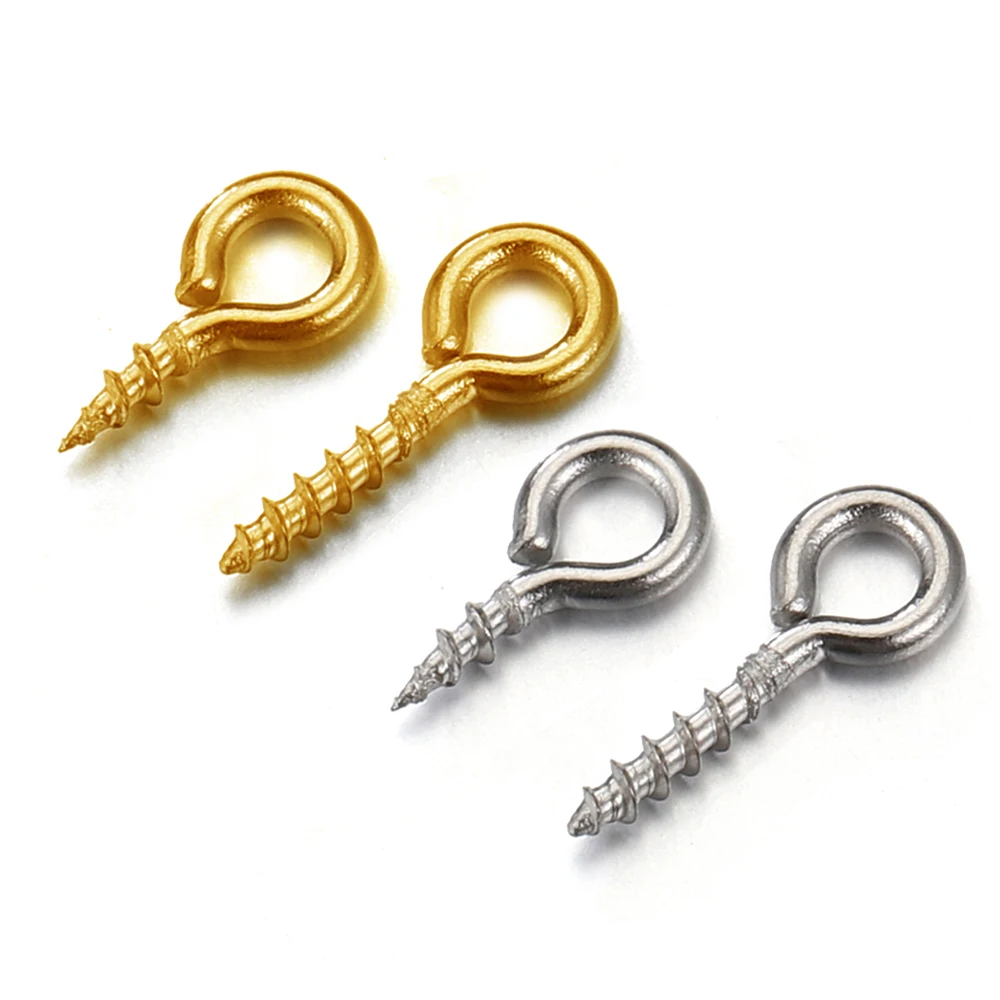 50pcs/100pcs Stainless Steel Small Tiny Eye Pins Eyepins Eyelets Screw Gold Color Clasps Hooks for DIY Jewelry Making Findings