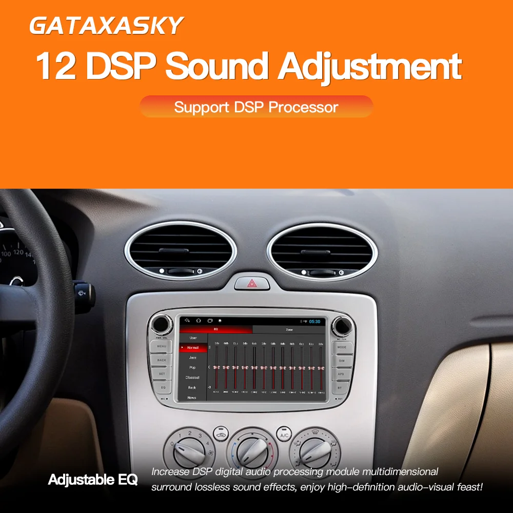 GATAXASKY 7\'\' Car Android Auto Radio Multimedia For Ford Focus 2 S-Max 2009-2011 Carplay Player WIFI Gps Navigation