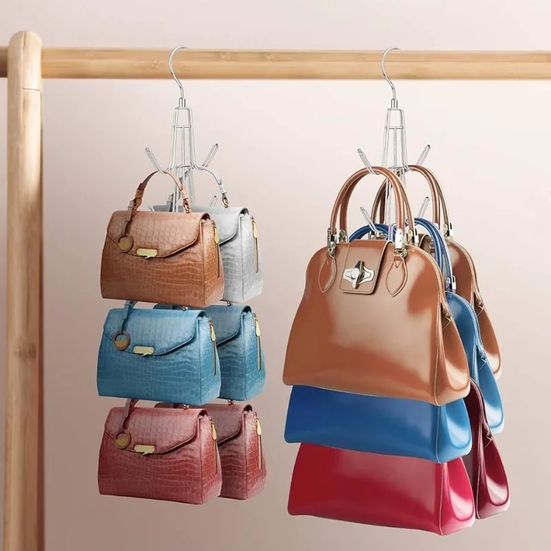 Wardrobe Handbag Hanger Organizer, Keeps Handbags Visible and In Good Condition, Metal Handbag Storage Hook Backpack Rack