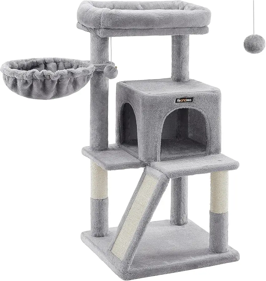 

Feandrea Cat Tree, Small Cat Tower with Widened Perch for Large Cats Indoor, Kittens, 37.8-Inch Multi-Level Cat Condo, Scratchin