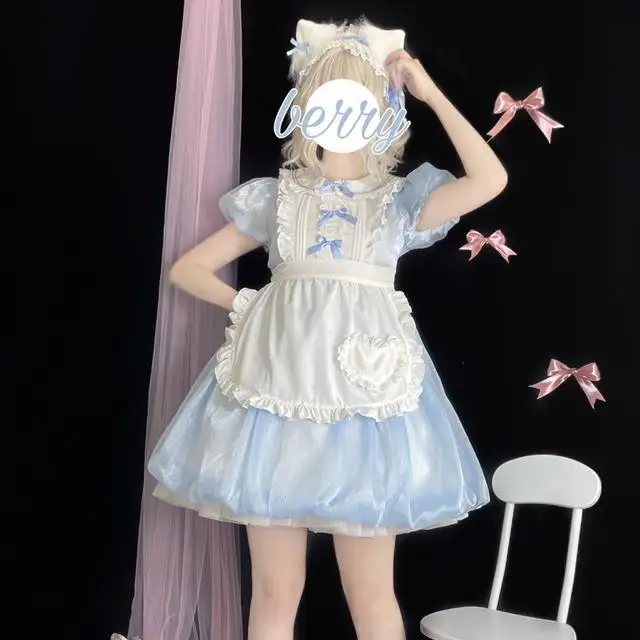 

SOIOMES {In Stock}~Original Design Lolita Dress Summer Puff Short Sleeve OP Dress+Apron