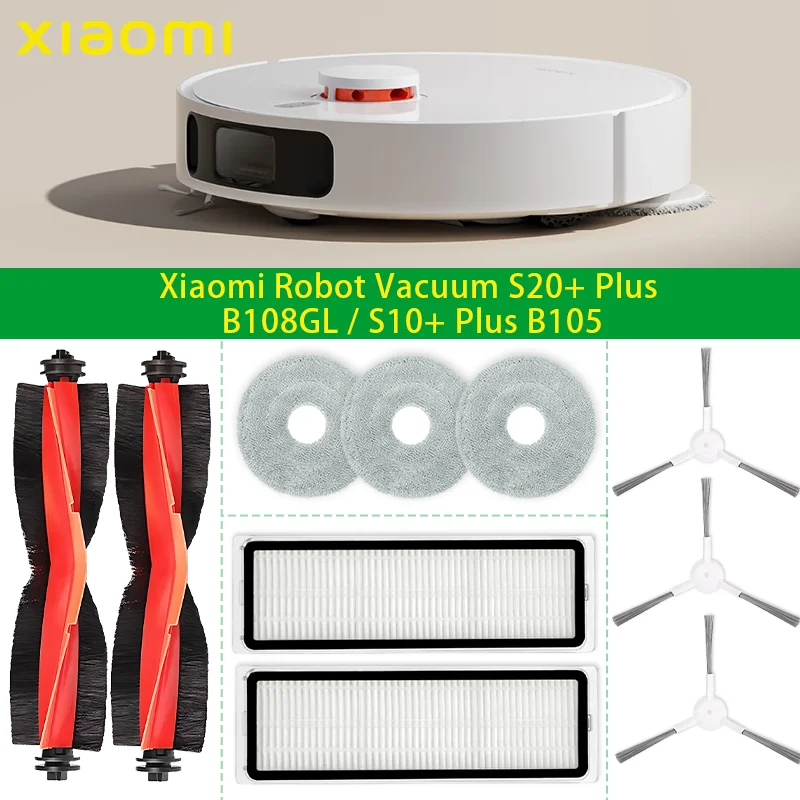 Fit For Xiaomi Robot Vacuum S20+ Plus B108GL / S10+ Plus B105 Parts Main Roller Side Brush Hepa Filter Mop Cloth Accessories