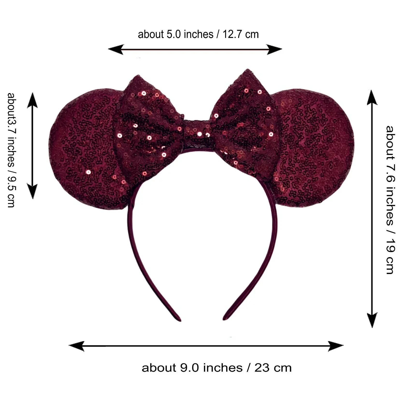 Wine Red Dark Color Mouse Ear Hairband For Girls 5\