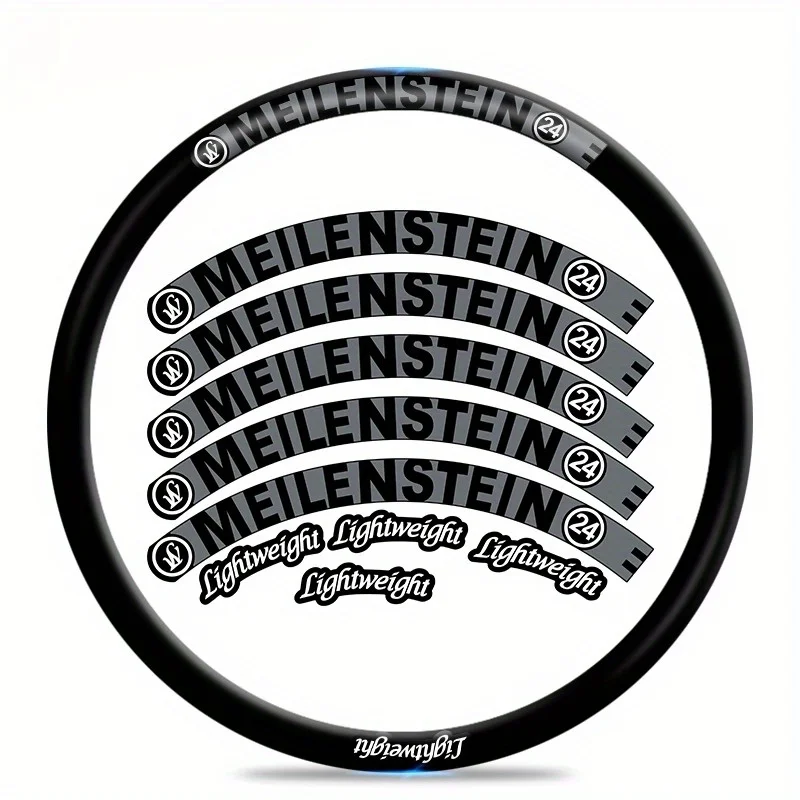 12 Stück/Set mehrfarbige, gebogene Fahrradfelgen-Aufkleber, wasserdichte Vinyl-Aufkleber für Fahrradräder