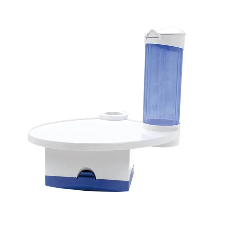

Dental chair, water cup holder, additional tray table, three-in-one shelf, tray, tissue box, oral storage table.