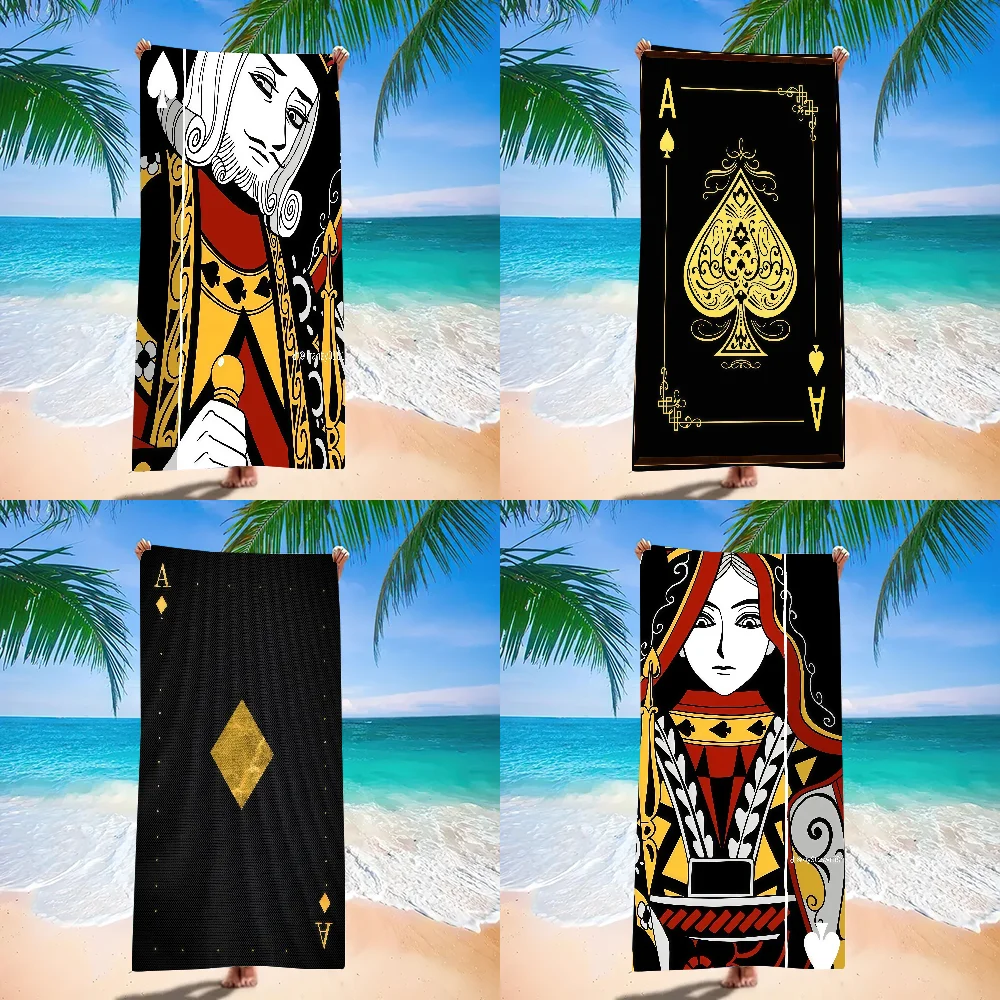 

Fashion print playing cards Towel Beach Towel Large Size Outdoor Travel Camping Absorbent toallas Towels Summer Swimming