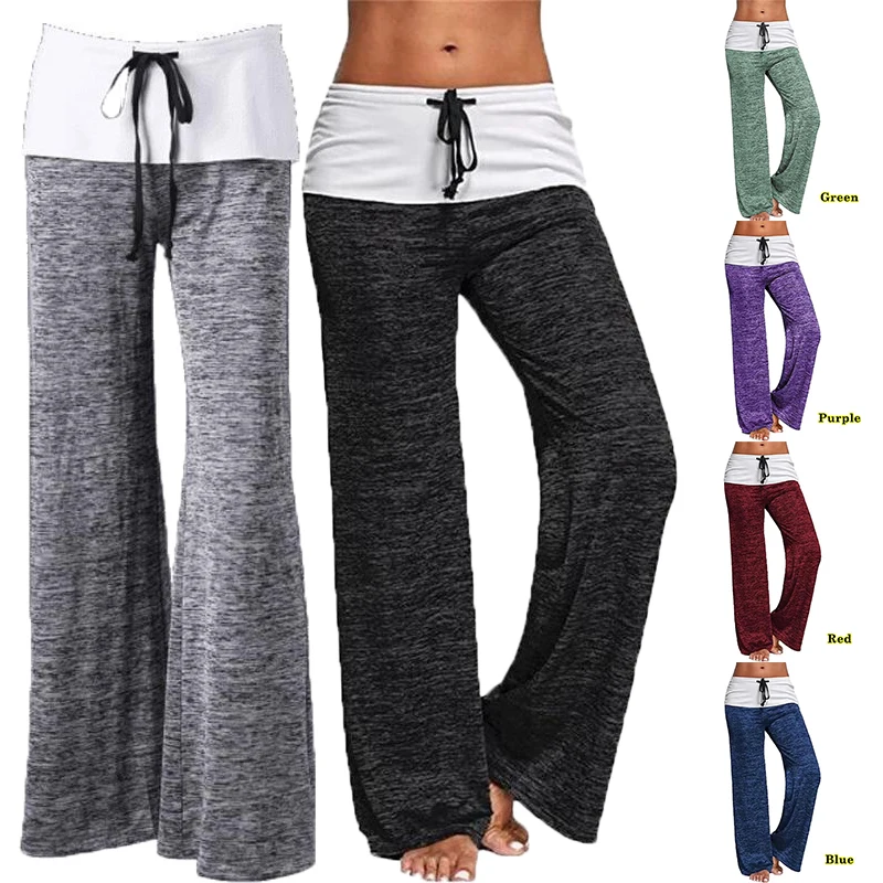 

New Fashion Women's Casual Wide Leg Pants High Waist Yoga Pants Comfortable Thin Sports Pants Soft Drawstring Pants