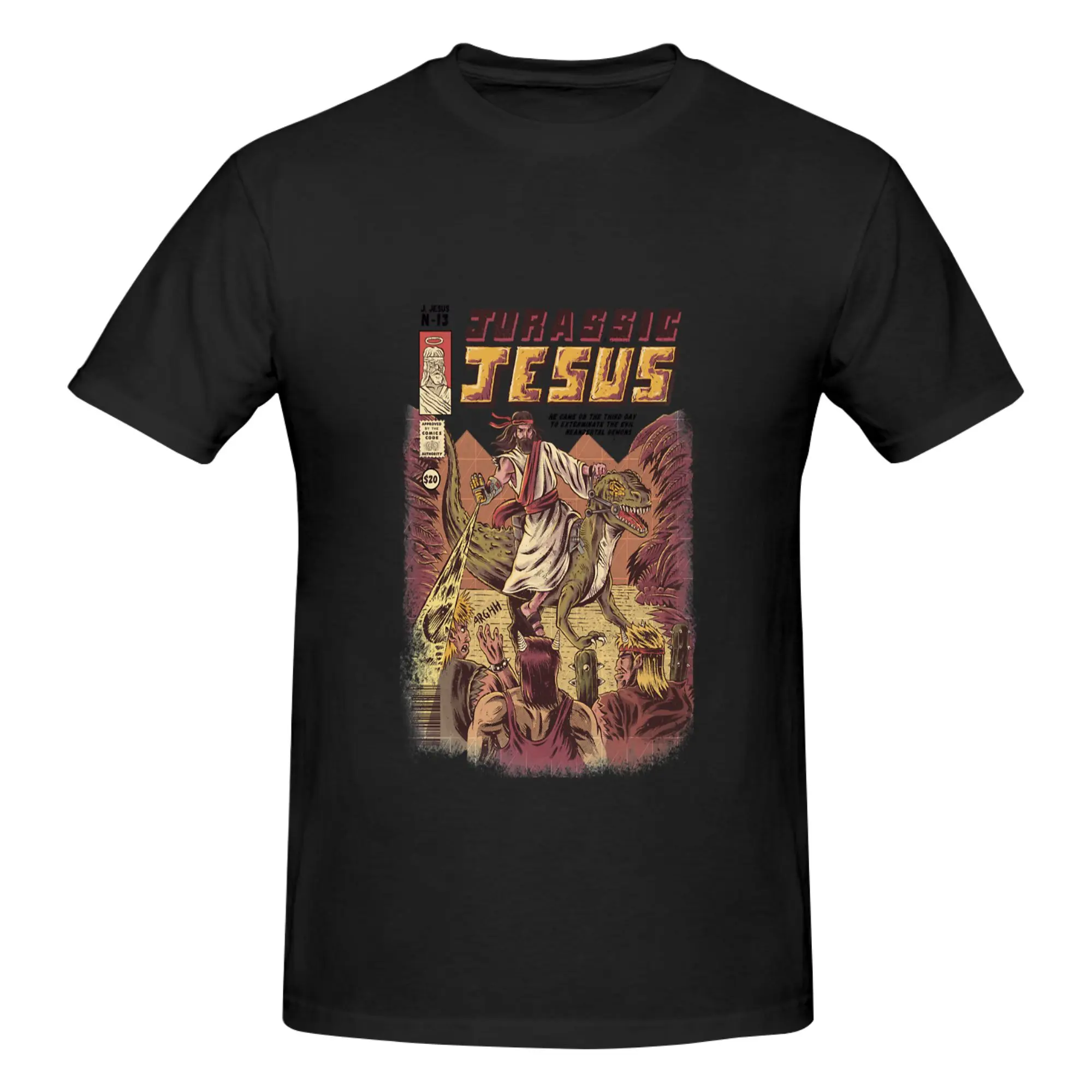 Funny JURASSIC JESUS  Men's Printed T-Shirt Unisex T shirtStreetwear