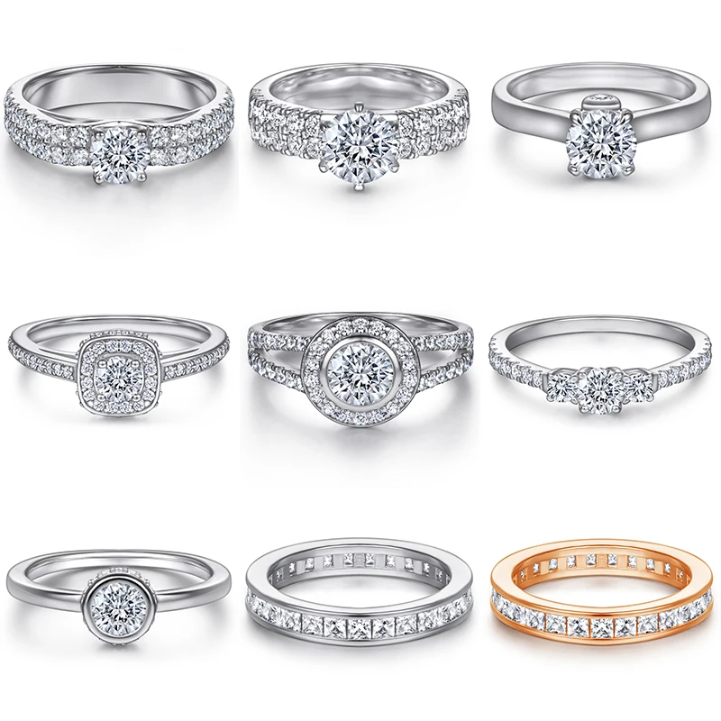 

S925 Sterling Silver Engagement & Wedding Rings Wholesale Rose Gold Fine Jewelry Rings for Women Jewelry