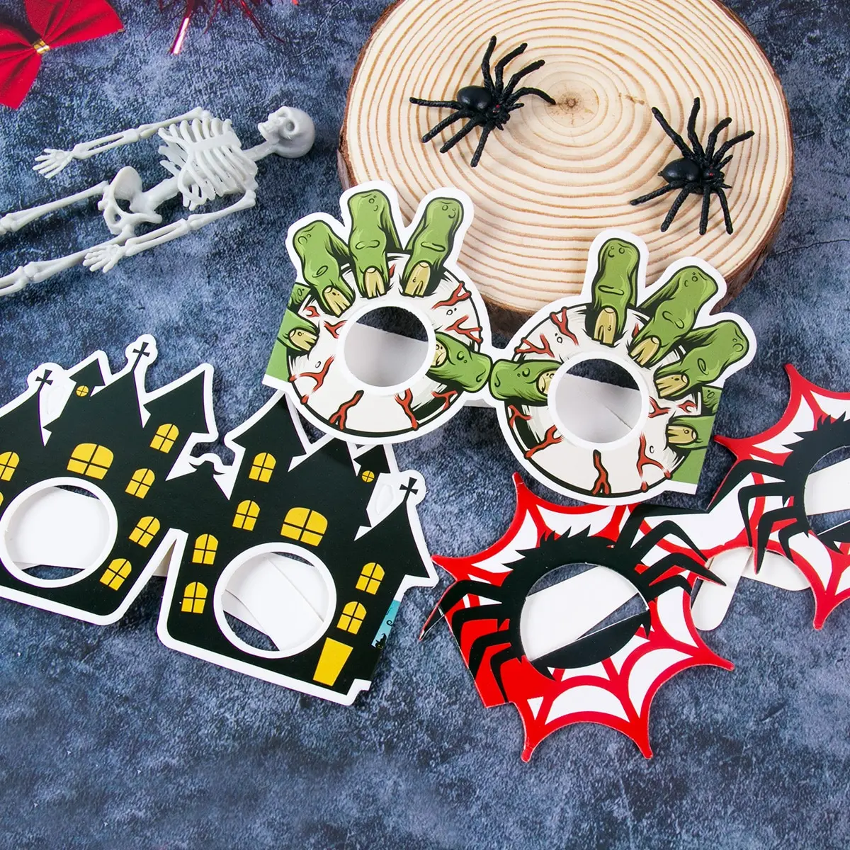 12pcs Halloween Paper Glasses Kids Party Photo Props Funny Eyeglass Frame Halloween Birthday Decoration Party Supplies