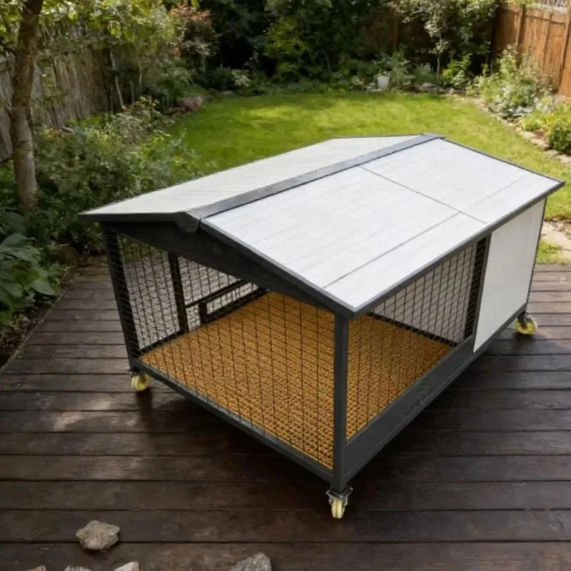 Modern Sturdy Foldable Fireproof Pet House for Dogs and Cats Wooden Cage with Stainless Steel Frame Easy Clean Insulated