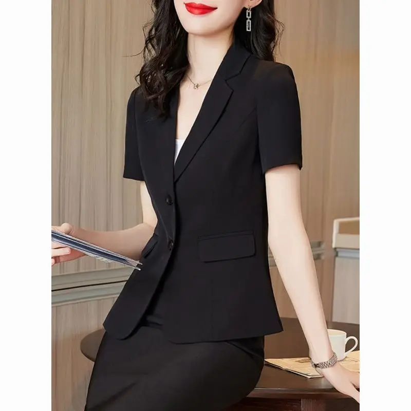 

Bla ort Sve Suit Jaet Women's Slimming Profional Thin Workwear Managerial Formal Outerwear Summer Sle
