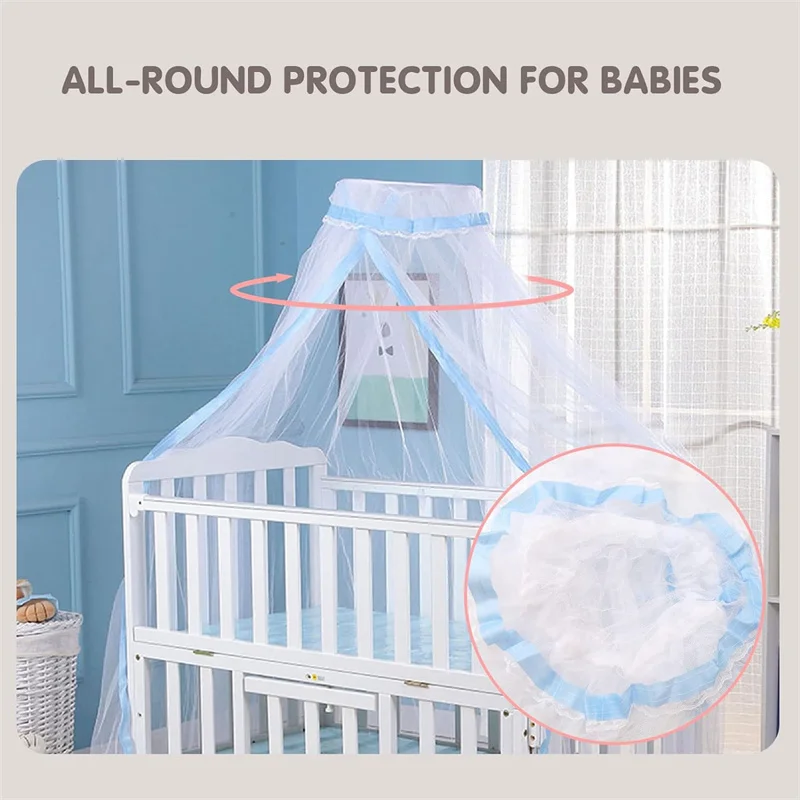 Foldable Universal Baby Mosquito Net Dome Round Bed Canopy Infant Crib Net Summer Breathable Protection Mesh Net For Toddler