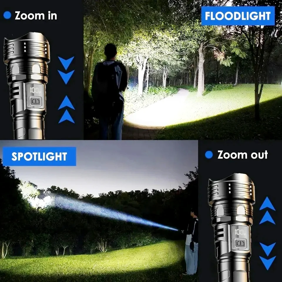 High Power LED Flashlights Type-C Rechargeable Torch Long Shot 1000M Waterproof Handlamp Outdoor Camping Fishing Lantern image 2