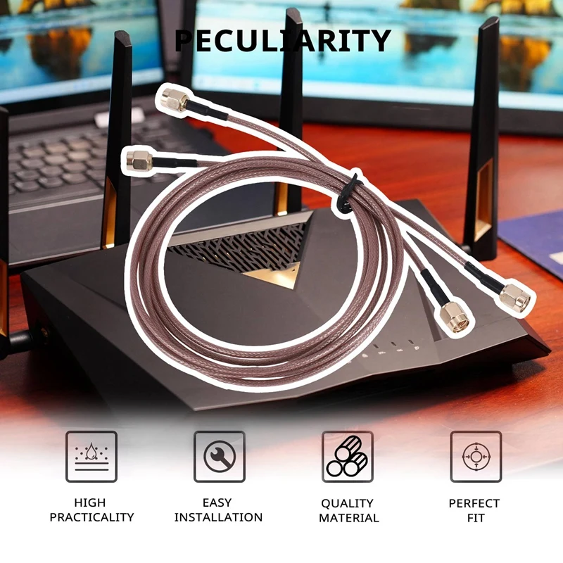 2Pcs RG316 Wire Jumper SMA Male To SMA Male Wifi Antenna Extension RF Coaxial Coax Cable Adapter Jumper(100Cm)