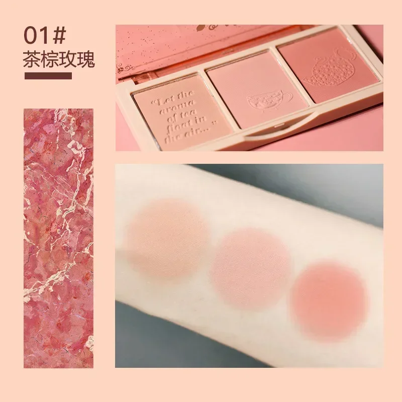 Paleta de rubor HOLD LIVE, 3 colores mate, brillo perlado Natural, larga duración, resistente al agua, maquillaje bonito, Cosméticos de belleza raras