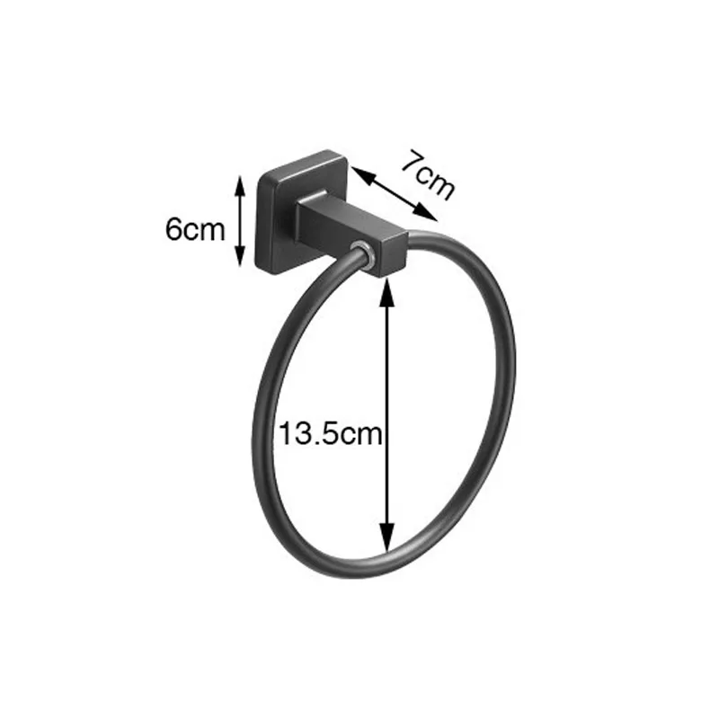 Matte Black Finish Stainless Steel Bathroom Towel Holder Wall-Mounted Round  Towel Rings ,Towel Rack