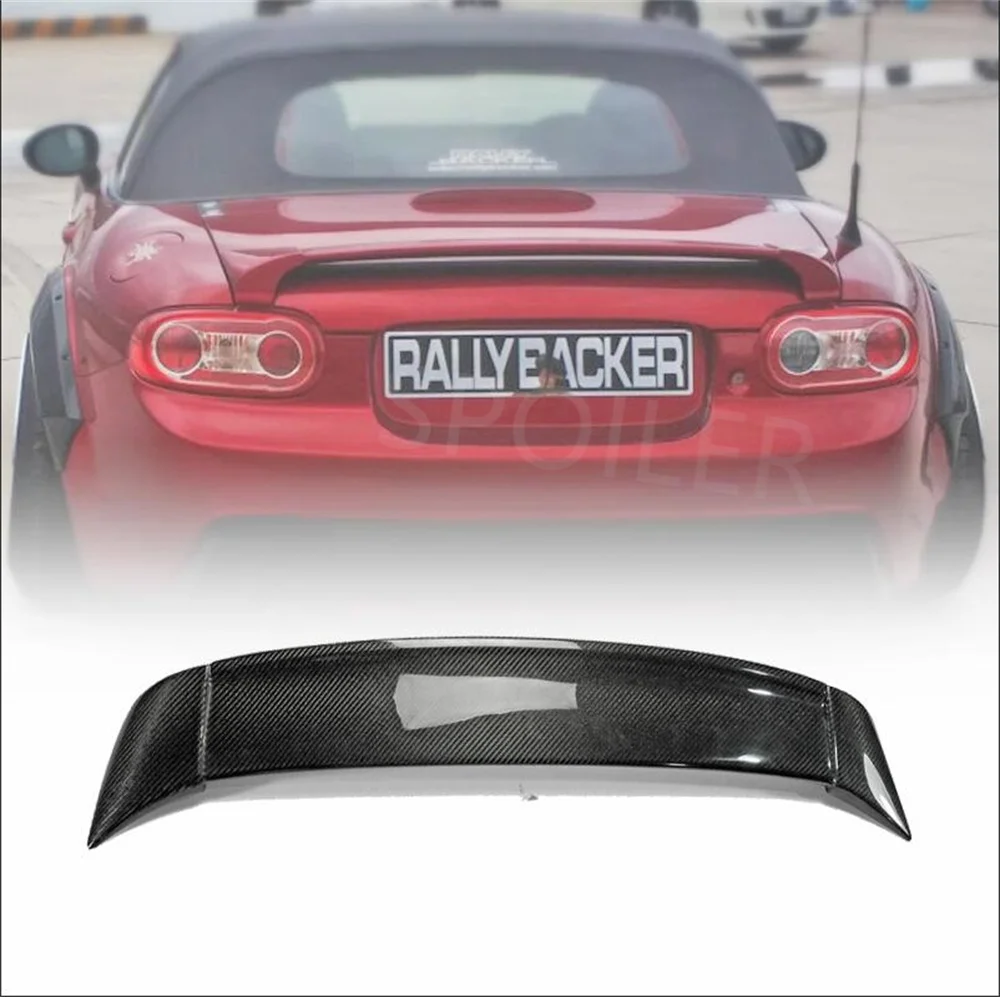 For Mazda MX5 NC EC 2009-2015 Carbon Fiber Rear Roof Spoiler Wing Trunk Lip Boot Cover Car Styling